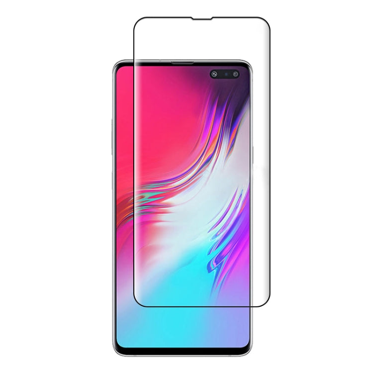 สำหรับ Galaxy S10 5G 0.3mm 9H ความแข็งพื้นผิว 3D ขอบโค้งกาวฟิล์มกระจกนิรภัยแบบเต็มหน้าจอโค้งรองรับการปลดล็อคลายนิ้วมือ, For Galaxy S10 5G