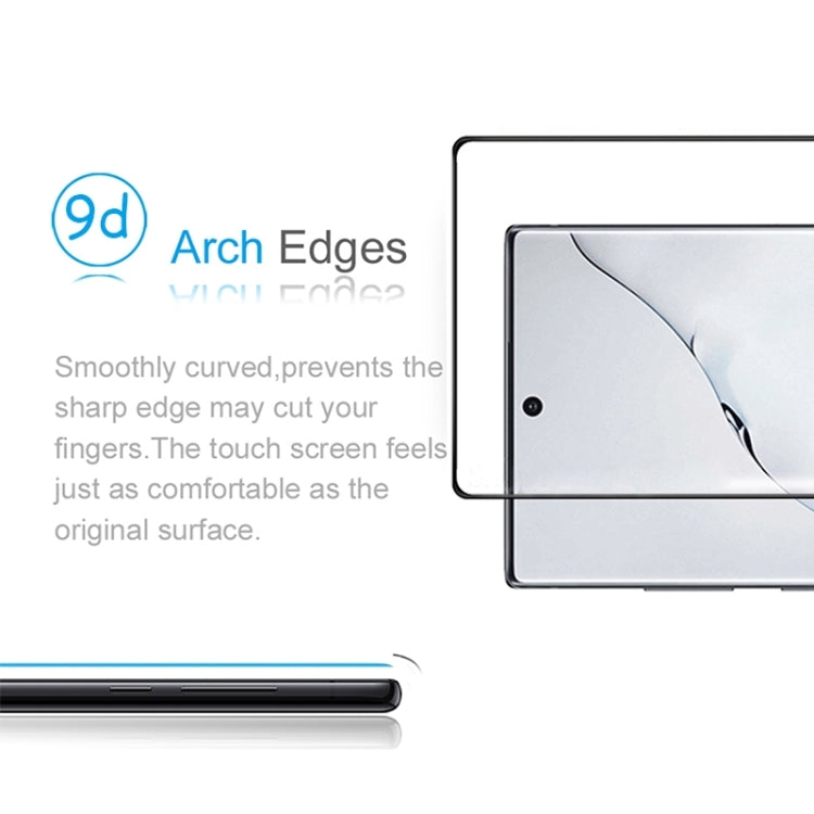 สำหรับ Galaxy Note 10 0.3 มม. 9H ความแข็งพื้นผิว 3D ความเป็นส่วนตัวขอบโค้งกาวฟิล์มกระจกนิรภัยแบบเต็มหน้าจอโค้งไม่รองรับการปลดล็อคลายนิ้วมือ, For Note 10