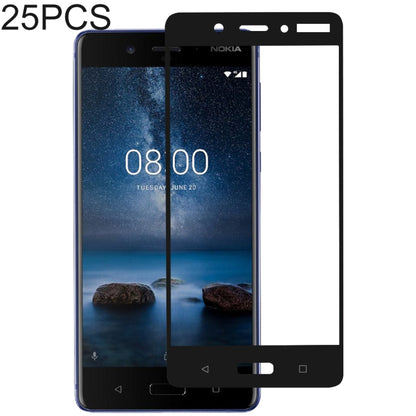 25 ชิ้นเต็มกาวเต็มฝาครอบป้องกันหน้าจอฟิล์มกระจกนิรภัยสำหรับ Nokia 8, For Nokia 8