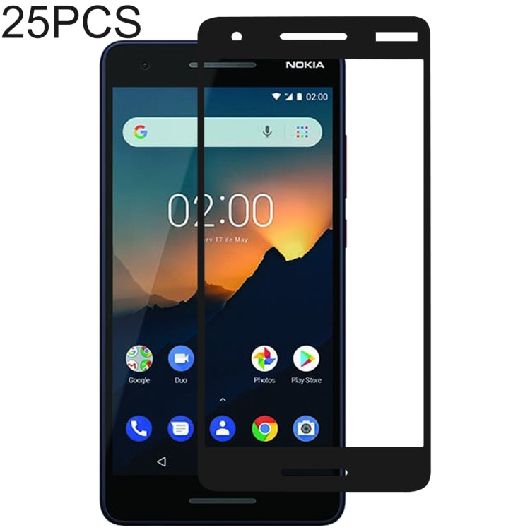 25 ชิ้นเต็มกาวเต็มฝาครอบป้องกันหน้าจอฟิล์มกระจกนิรภัยสำหรับ Nokia 2.1, For Nokia 2.1