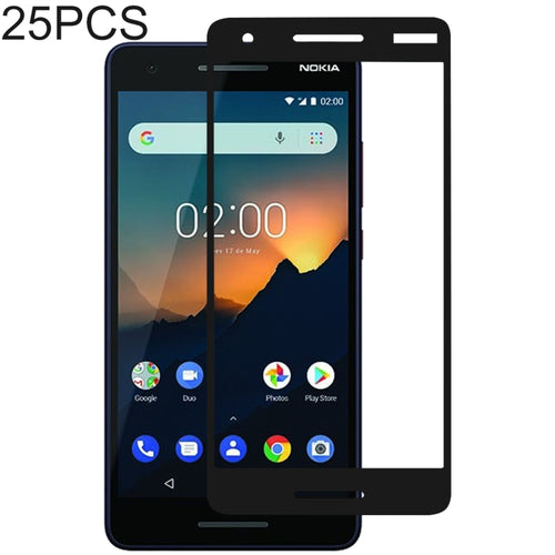 25 ชิ้นเต็มกาวเต็มฝาครอบป้องกันหน้าจอฟิล์มกระจกนิรภัยสำหรับ Nokia 2.1, For Nokia 2.1