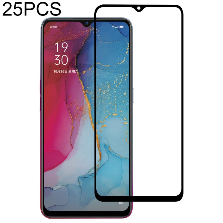 25 ชิ้นสำหรับ OPPO Reno 3 / Reno3 Youth Full กาวเต็มฝาครอบป้องกันหน้าจอฟิล์มกระจกนิรภัย, For OPPO Reno 3 (25 PCS)