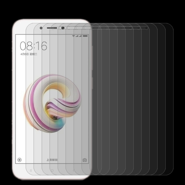 10 ชิ้นสำหรับ Xiaomi R Edmi 5A 0.26 มิลลิเมตร 9H ความแข็งพื้นผิว 2.5D ขอบโค้งกระจกกันรอยหน้าจอ, For Redmi 5A