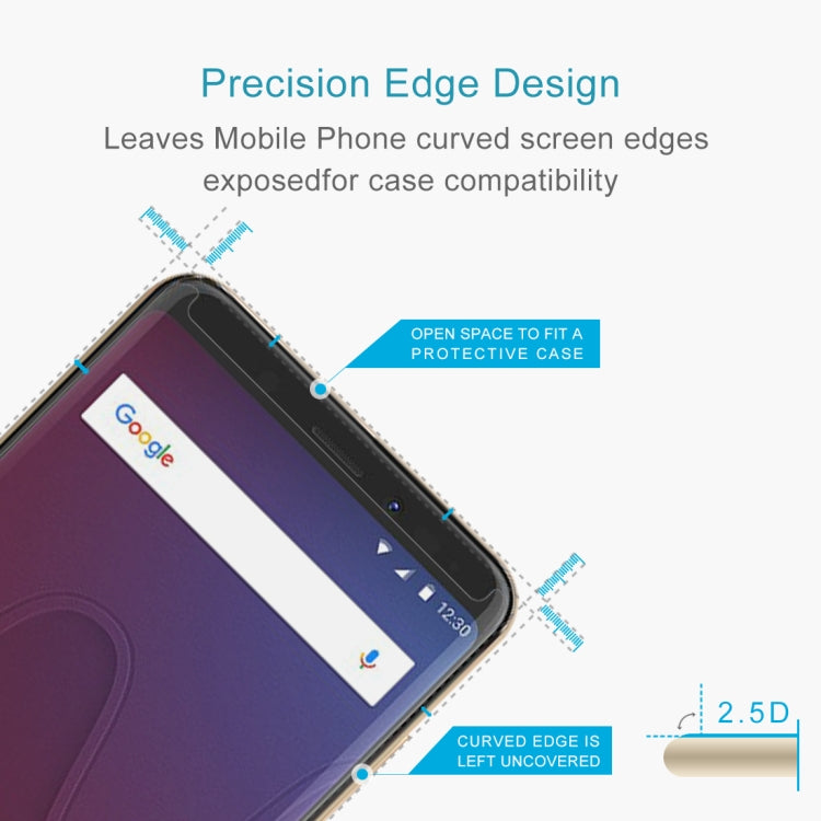 สำหรับ Wiko View 0.26mm 9H ความแข็งพื้นผิว 2.5D ขอบโค้งกระจกนิรภัยป้องกันหน้าจอด้านหน้า, For Wiko View