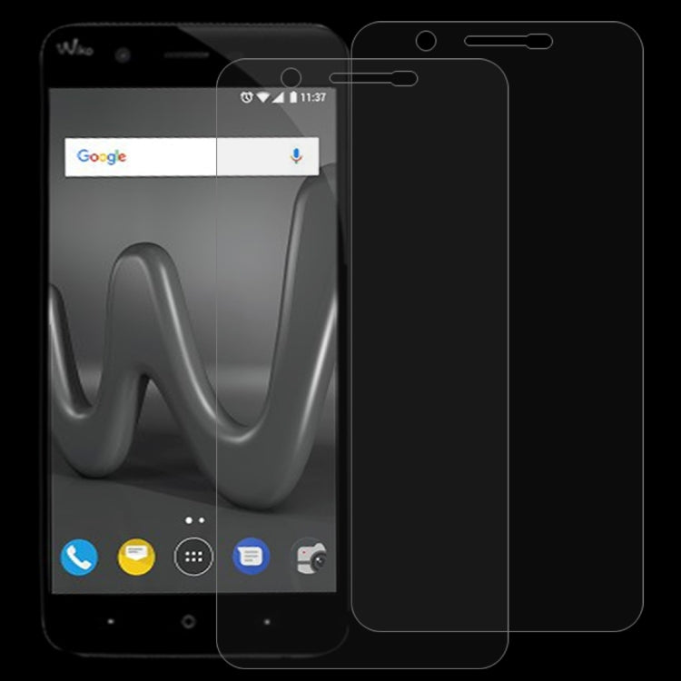 2 ชิ้นสำหรับ Wiko Harry 0.26mm 9H ความแข็งพื้นผิว 2.5D ขอบโค้งกระจกกันรอยหน้าจอ, For Wiko Harry