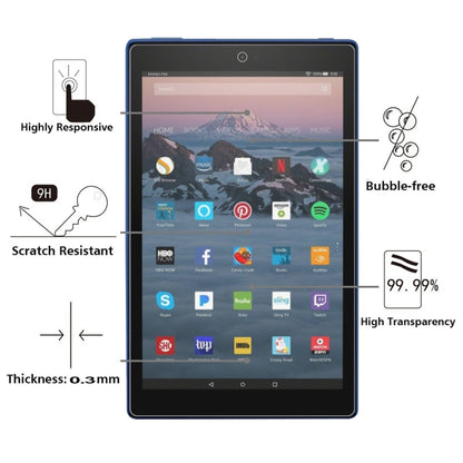 75 ชิ้น 0.3 มิลลิเมตร 9H ฟิล์มกระจกนิรภัยแบบเต็มหน้าจอสำหรับ Amazon Kindle Fire HD 10 2017, For Fire HD 10 2017 (75pcs)