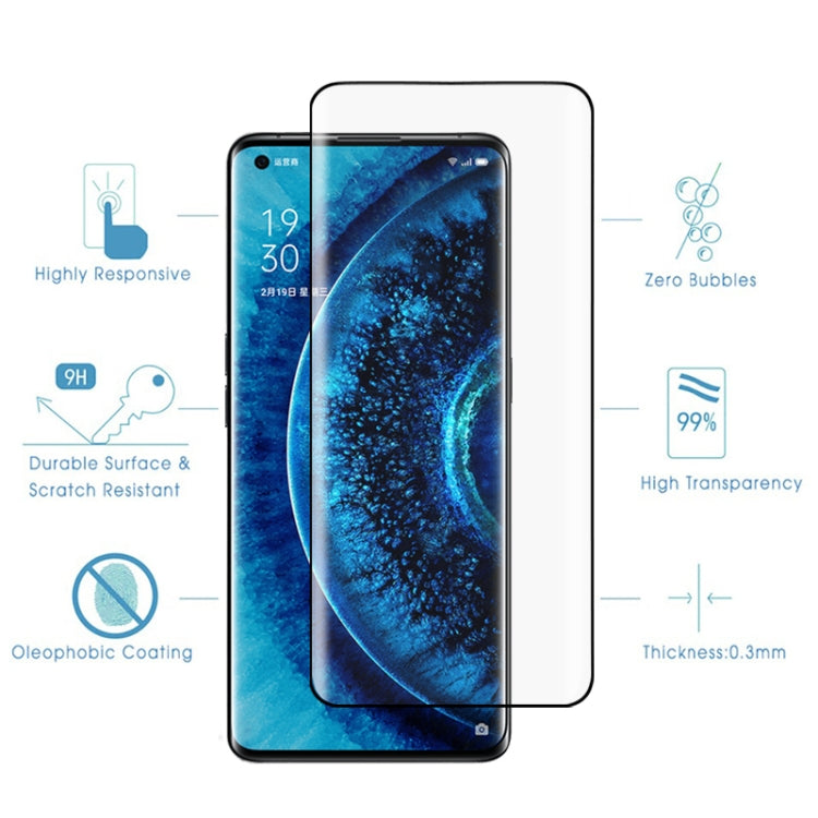 สำหรับ OPPO ค้นหา X2 Pro 9H HD 3D ขอบโค้งฟิล์มกระจกนิรภัย (โปร่งใส), For OPPO Find X2 Pro(Black)(1 PC)