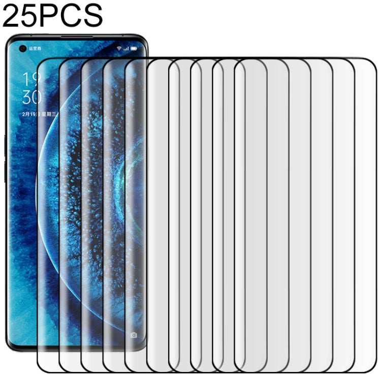 25 ชิ้นสำหรับ OPPO ค้นหา X2 Pro 9H HD 3D ขอบโค้งฟิล์มกระจกนิรภัย (สีดำ), For OPPO Find X2 Pro(Black)(25 PCS)