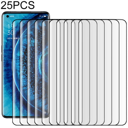 25 ชิ้นสำหรับ OPPO ค้นหา X2 Pro 9H HD 3D ขอบโค้งฟิล์มกระจกนิรภัย (สีดำ), For OPPO Find X2 Pro(Black)(25 PCS)