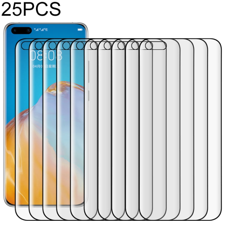 25 ชิ้นสำหรับ Huawei P40 Pro 9H HD 3D ขอบโค้งฟิล์มกระจกนิรภัย (โปร่งใส), For Huawei P40 Pro(Black)(25 PCS)