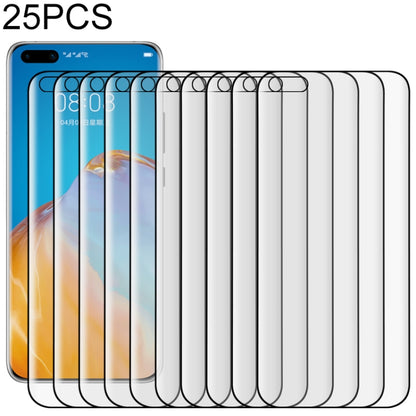 25 ชิ้นสำหรับ Huawei P40 Pro 9H HD 3D ขอบโค้งฟิล์มกระจกนิรภัย (โปร่งใส), For Huawei P40 Pro(Black)(25 PCS)