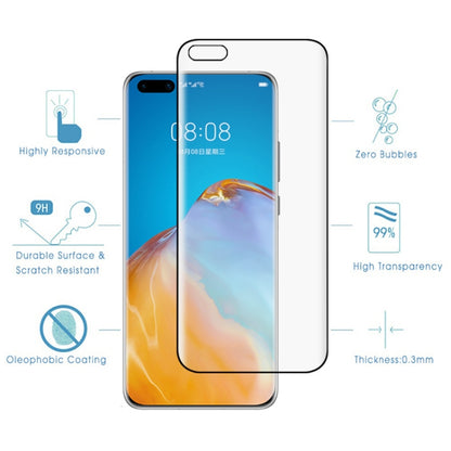 25 ชิ้นสำหรับ Huawei P40 Pro 9H HD 3D ขอบโค้งฟิล์มกระจกนิรภัย (โปร่งใส), For Huawei P40 Pro(Black)(25 PCS)