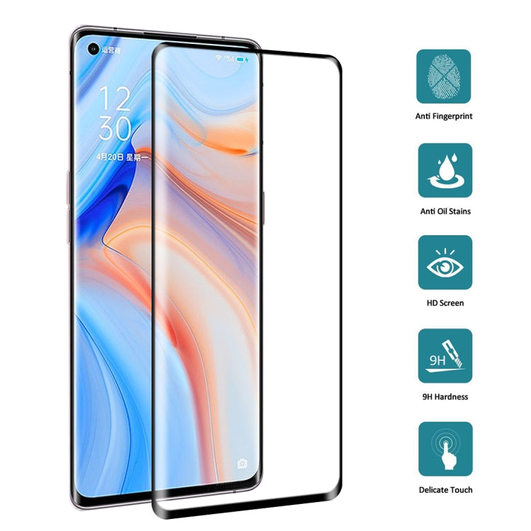 สำหรับ OPPO Reno4 Pro 3D ขอบโค้งแบบเต็มหน้าจอฟิล์มกระจกนิรภัย, For OPPO Reno4 Pro
