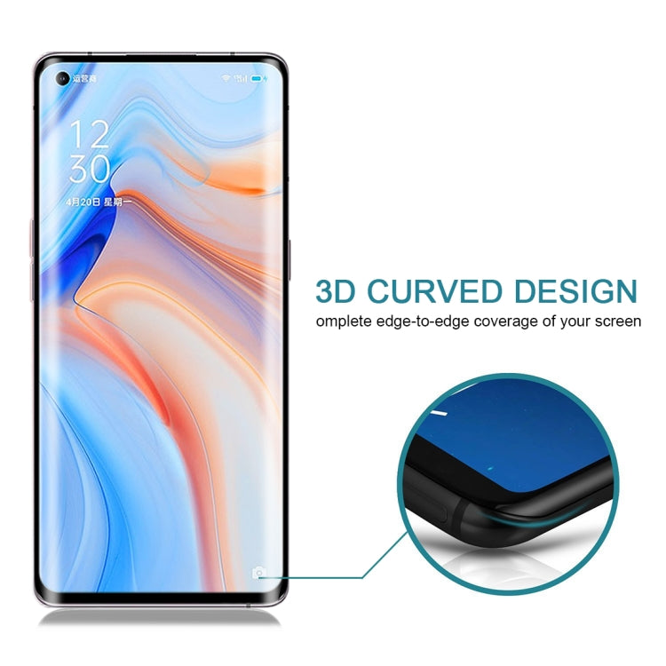 สำหรับ OPPO Reno4 Pro 3D ขอบโค้งแบบเต็มหน้าจอฟิล์มกระจกนิรภัย, For OPPO Reno4 Pro