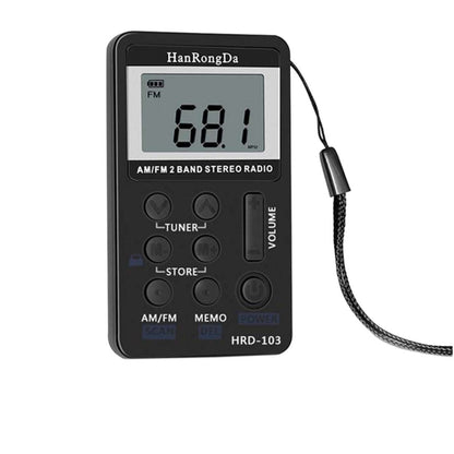 แบบพกพา AM / FM สองวงวิทยุสเตอริโอแบบชาร์จไฟได้ขนาดเล็กพร้อมหน้าจอ LCD และแจ็คหูฟังและเชือกเส้นเล็ก