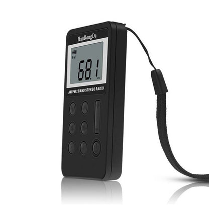 แบบพกพา AM / FM สองวงวิทยุสเตอริโอแบบชาร์จไฟได้ขนาดเล็กพร้อมหน้าจอ LCD และแจ็คหูฟังและเชือกเส้นเล็ก