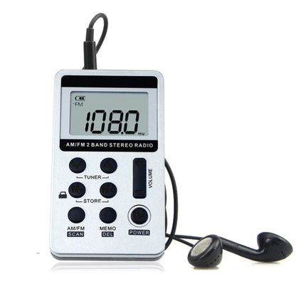 แบบพกพา AM / FM สองวงวิทยุสเตอริโอแบบชาร์จไฟได้ขนาดเล็กพร้อมหน้าจอ LCD และแจ็คหูฟังและเชือกเส้นเล็ก