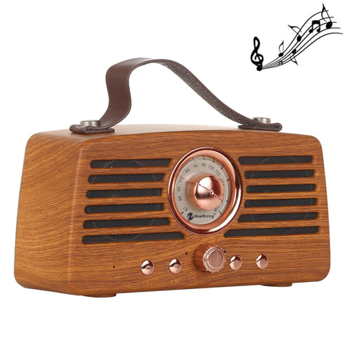 NewRixing NR-4013 Retro Manchurian Ash Texture มือลำโพง FM ไร้สายพร้อมฟังก์ชั่นการโทร, รองรับการ์ด TF และดิสก์ U