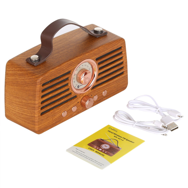 NewRixing NR-4013 Retro Manchurian Ash Texture มือลำโพง FM ไร้สายพร้อมฟังก์ชั่นการโทร, รองรับการ์ด TF และดิสก์ U