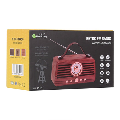 NewRixing NR-4013 Retro Manchurian Ash Texture มือลำโพง FM ไร้สายพร้อมฟังก์ชั่นการโทร, รองรับการ์ด TF และดิสก์ U