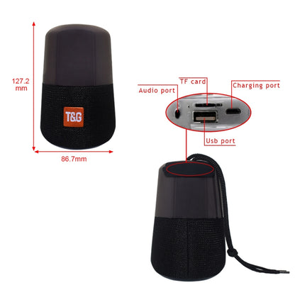 T&G TG168 ลำโพงสเตอริโอไร้สาย Bluetooth V5.0 แบบพกพาพร้อมที่จับ, ไมโครโฟนในตัว, รองรับไฟ LED กระพริบและการ์ด TF และดิสก์ U และ AUX IN และ FM, TG168