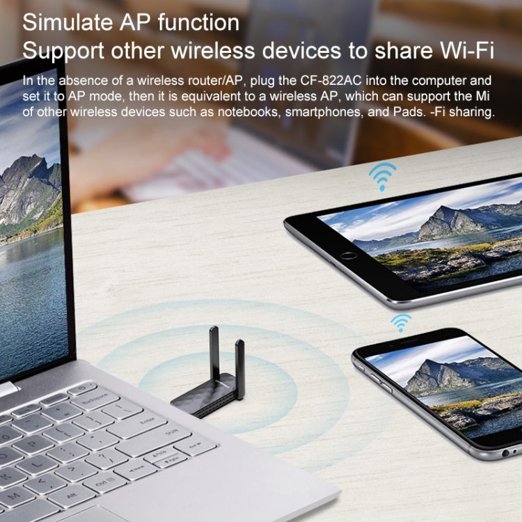 COMFAST CF-822AC 600Mbps 5G Dual-band Wifi USB ตัวรับสัญญาณอะแดปเตอร์เครือข่าย, CF-822AC