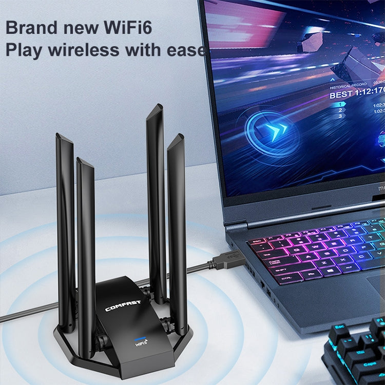 COMFAST CF-966AX ฟรีไดรฟ์ Dual Band 1800Mbps USB3.0 High Power Wireless WiFi 6 Adapter, CF-966AX