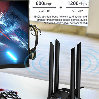 COMFAST CF-966AX ฟรีไดรฟ์ Dual Band 1800Mbps USB3.0 High Power Wireless WiFi 6 Adapter, CF-966AX
