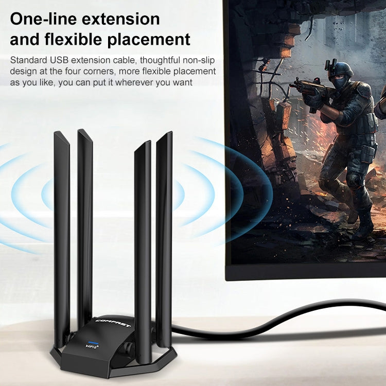 COMFAST CF-966AX ฟรีไดรฟ์ Dual Band 1800Mbps USB3.0 High Power Wireless WiFi 6 Adapter, CF-966AX