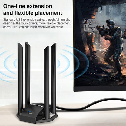 COMFAST CF-966AX ฟรีไดรฟ์ Dual Band 1800Mbps USB3.0 High Power Wireless WiFi 6 Adapter, CF-966AX