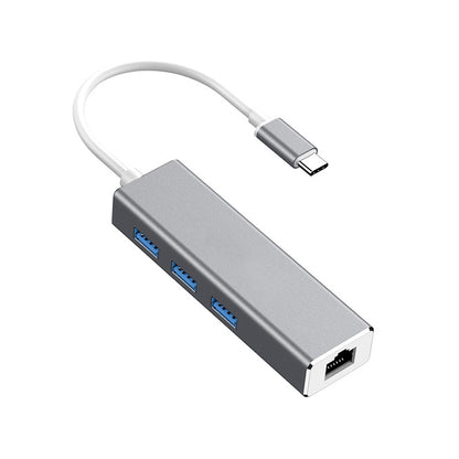 USB-C / Type-C เป็น Gigabit Ethernet RJ45 และ 3 x USB 3.0 อะแดปเตอร์แปลง HUB, คอมพิวเตอร์แท็บเล็ตภายนอกโทรศัพท์ Universal, Gigabit Ethernet
