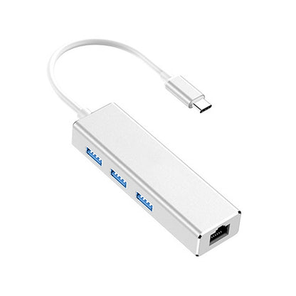 USB-C / Type-C เป็น Gigabit Ethernet RJ45 และ 3 x USB 3.0 อะแดปเตอร์แปลง HUB, คอมพิวเตอร์แท็บเล็ตภายนอกโทรศัพท์ Universal, Gigabit Ethernet