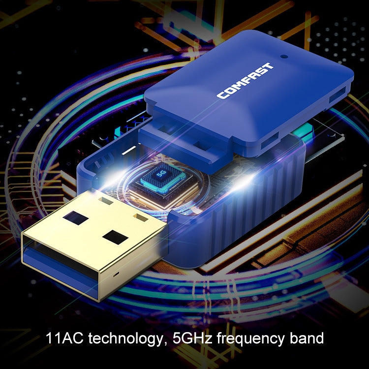 COMFAST CF-726B 650Mbps Dual-band Bluetooth Wifi ตัวรับสัญญาณอะแดปเตอร์เครือข่าย USB, CF-726B
