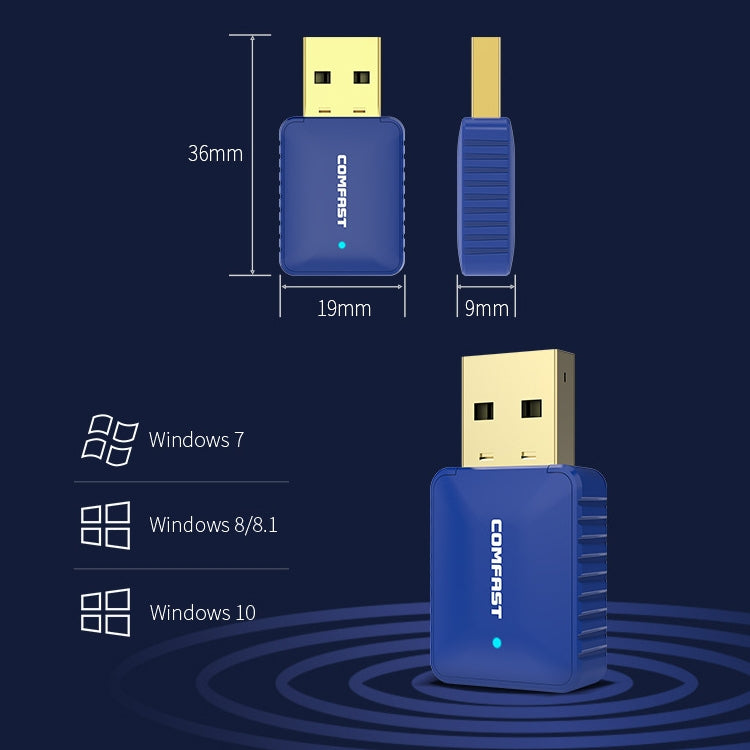COMFAST CF-726B 650Mbps Dual-band Bluetooth Wifi ตัวรับสัญญาณอะแดปเตอร์เครือข่าย USB, CF-726B
