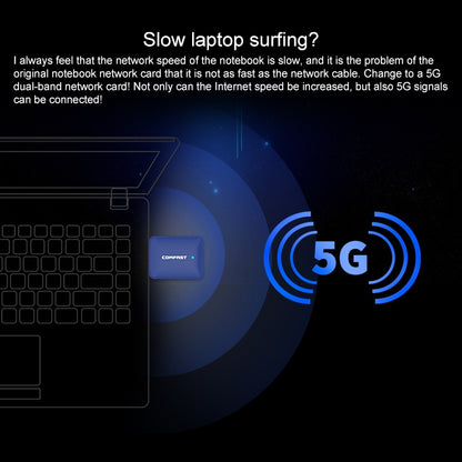 COMFAST CF-726B 650Mbps Dual-band Bluetooth Wifi ตัวรับสัญญาณอะแดปเตอร์เครือข่าย USB, CF-726B