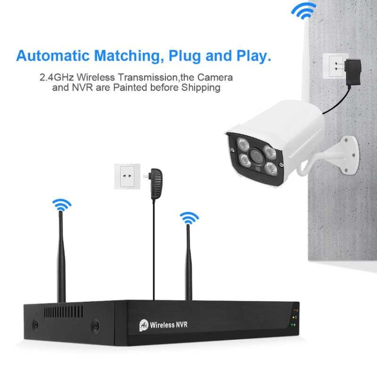 QS200-4 2.0MP 1080P HD เครื่องบันทึกวิดีโอเครือข่ายชุดกล้องไร้สาย