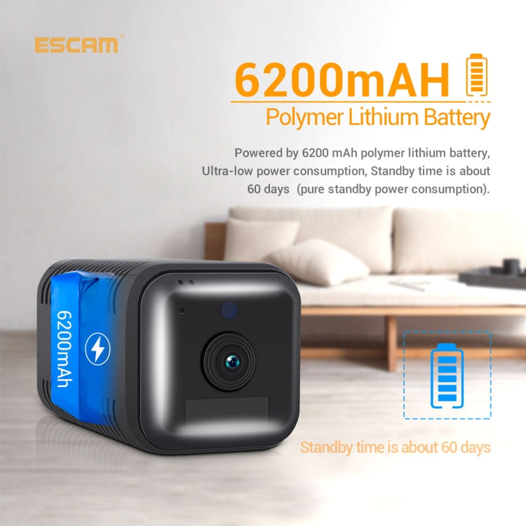ESCAM G18 1080P Full HD แบตเตอรี่ชาร์จ WiFi กล้อง IP, รองรับการมองเห็นตอนกลางคืน / การตรวจจับการเคลื่อนไหว PIR / การ์ด TF / เสียงสองทาง, G18