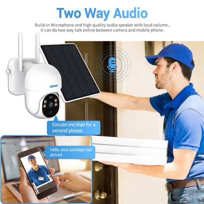 กล้องพลังงานแสงอาทิตย์ ESCAM QF255 2.0 ล้านพิกเซล 1080P HD WiFi รองรับเสียงสองทางและการตรวจจับการเคลื่อนไหว PIR และการมองเห็นตอนกลางคืนและการ์ด TF, QF255
