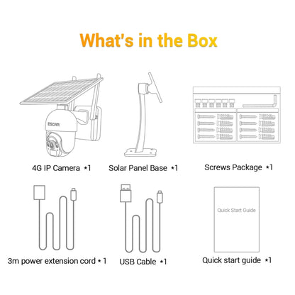 ESCAM QF450 HD 1080P 4G รุ่น EU พลังงานแสงอาทิตย์ IP กล้อง ไม่มีหน่วยความจำรองรับเสียงสองทาง & การตรวจจับการเคลื่อนไหว PIR & การมองเห็นกลางคืนและการ์ด TF, without Memory