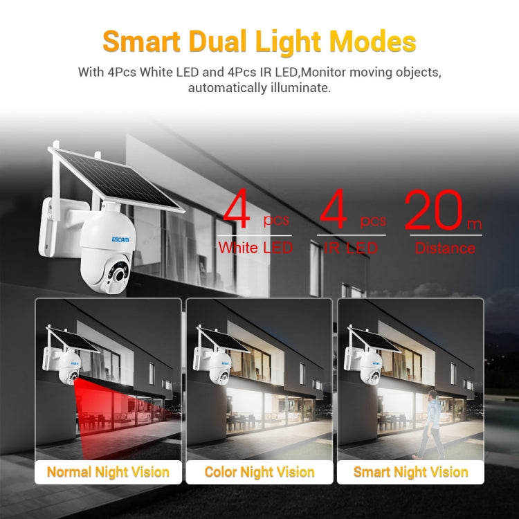 ESCAM QF450 HD 1080P 4G เวอร์ชั่นอเมริกา กล้อง IP พลังงานแสงอาทิตย์ไม่มีหน่วยความจำ รองรับเสียงสองทาง & การตรวจจับการเคลื่อนไหว PIR & การมองเห็นตอนกลางคืน & การ์ด TF, without Memory
