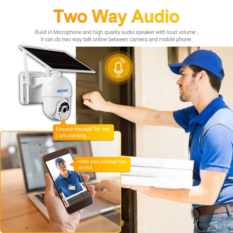 ESCAM QF450 HD 1080P 4G เวอร์ชัน EU พลังงานแสงอาทิตย์ IP กล้อง พร้อมหน่วยความจำ 32G รองรับเสียงสองทาง & การตรวจจับการเคลื่อนไหว PIR & การมองเห็นตอนกลางคืนและการ์ด TF, with 32G Memory