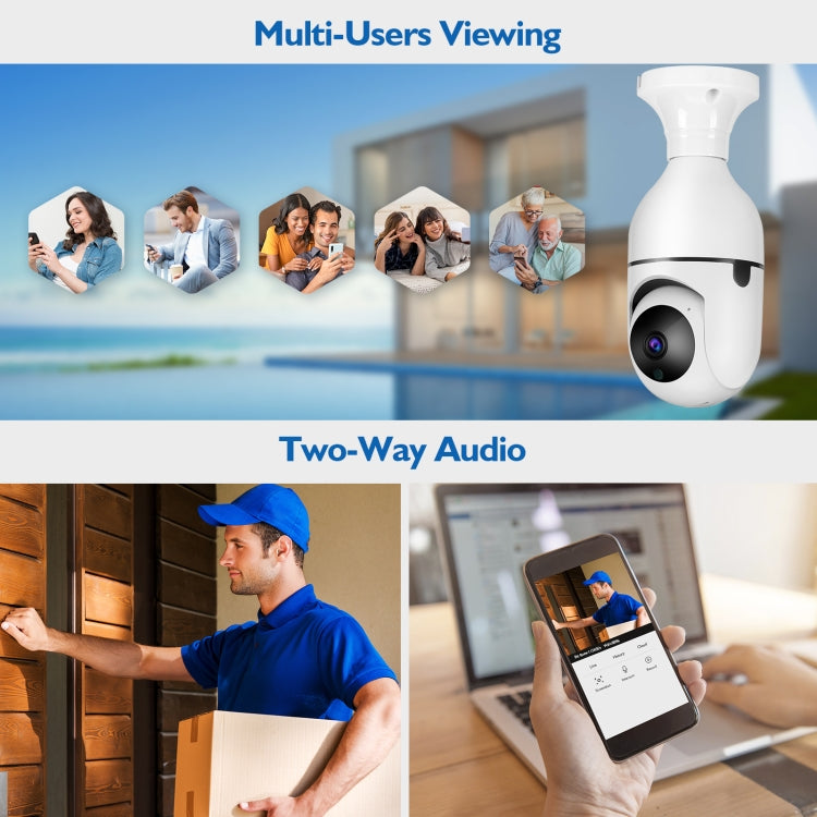DP17 2.0 ล้านพิกเซลแหล่งกำเนิดแสงเดี่ยวสมาร์ท Dual-band WiFi 1080P HD กล้องหลอดไฟเครือข่ายกลางแจ้งรองรับอินฟราเรด Night Vision และเสียงสองทางและการตรวจจับการเคลื่อนไหวและการ์ด TF, DP17 Single Light Source