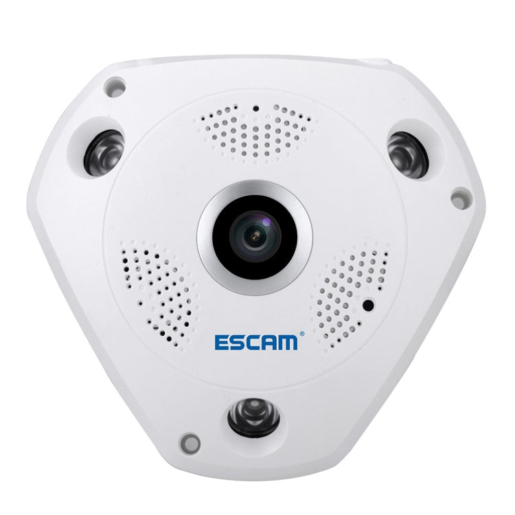 ESCAM Shark QP180 960P เลนส์ Fisheye 360 องศากล้อง IP WiFi 1.3MP รองรับการตรวจจับการเคลื่อนไหว / การมองเห็นตอนกลางคืน, ระยะ IR: 10 ม., QP180