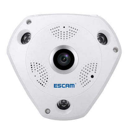 ESCAM Shark QP180 960P เลนส์ Fisheye 360 องศากล้อง IP WiFi 1.3MP รองรับการตรวจจับการเคลื่อนไหว / การมองเห็นตอนกลางคืน, ระยะ IR: 10 ม., QP180