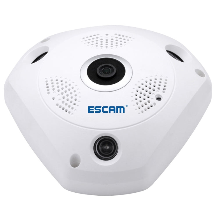 ESCAM Shark QP180 960P เลนส์ Fisheye 360 องศากล้อง IP WiFi 1.3MP รองรับการตรวจจับการเคลื่อนไหว / การมองเห็นตอนกลางคืน, ระยะ IR: 10 ม., QP180