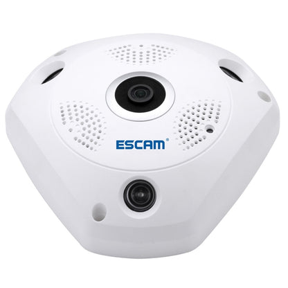 ESCAM Shark QP180 960P เลนส์ Fisheye 360 องศากล้อง IP WiFi 1.3MP รองรับการตรวจจับการเคลื่อนไหว / การมองเห็นตอนกลางคืน, ระยะ IR: 10 ม., QP180