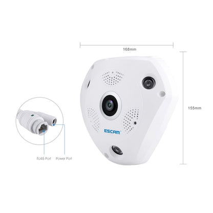 ESCAM Shark QP180 960P เลนส์ Fisheye 360 องศากล้อง IP WiFi 1.3MP รองรับการตรวจจับการเคลื่อนไหว / การมองเห็นตอนกลางคืน, ระยะ IR: 10 ม., QP180