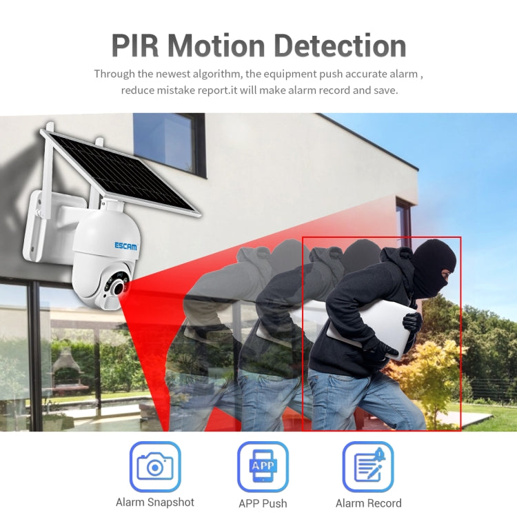 กล้อง IP แผงโซลาร์เซลล์ ESCAM QF250 HD 1080P WiFi รองรับการตรวจจับการเคลื่อนไหว / การมองเห็นตอนกลางคืน / การ์ด TF / เสียงสองทาง, QF250