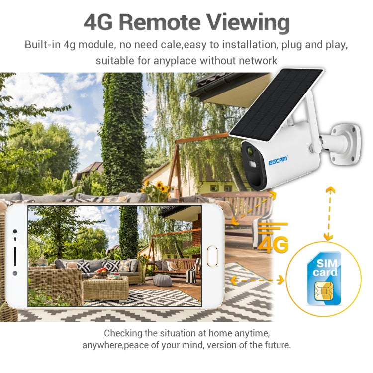 กล้อง IP แผงโซลาร์เซลล์ ESCAM QF490 HD 1080P 4G 3.8W เวอร์ชันสหภาพยุโรป, EU Version