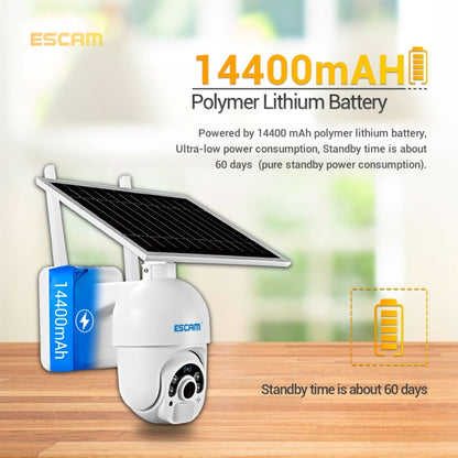 ESCAM QF450 HD 1080P 4G เวอร์ชั่นอเมริกา กล้อง IP พลังงานแสงอาทิตย์พร้อมหน่วยความจำ 64G รองรับเสียงสองทาง & การตรวจจับการเคลื่อนไหว PIR & การมองเห็นตอนกลางคืน & การ์ด TF, with 64G Memory